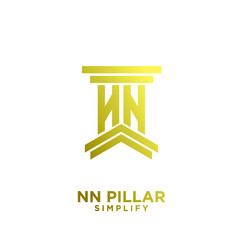 minimal nn n pillar letter initial gold luxury logo icon design