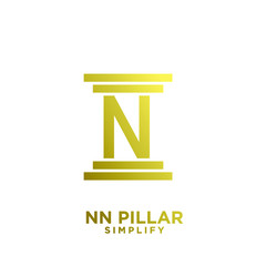 minimal nn n pillar letter initial gold luxury logo icon design