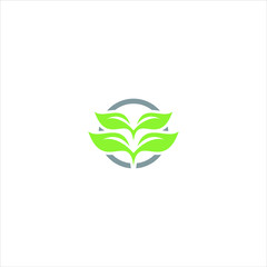 Leaf Inside Circle Logo Design 