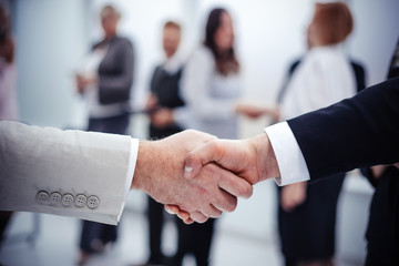 close up. business handshake on office background.
