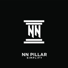 minimal nn n pillar letter initial logo icon design