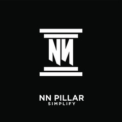 minimal nn n pillar letter initial logo icon design