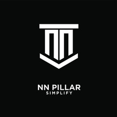 minimal nn n pillar letter initial logo icon design