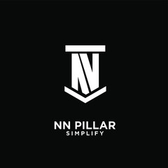 minimal nn n pillar letter initial logo icon design