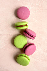 Homemade french almond cookies macarons.