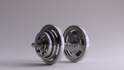 Silver Dumbbell 3d illustration 3d render	