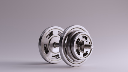 Silver Dumbbell 3d illustration 3d render	