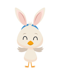 cute little duck with ears rabbit easter character