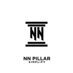 minimal nn n pillar letter initial logo icon design