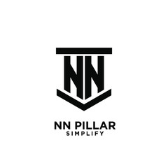 minimal nn n pillar letter initial logo icon design