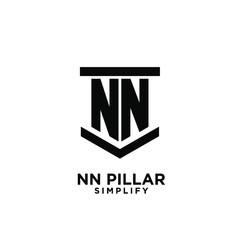 minimal nn n pillar letter initial logo icon design