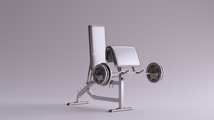 Silver Curl Weight Bench 3d illustration 3d render	