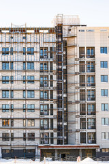 The construction of a residential high-rise building