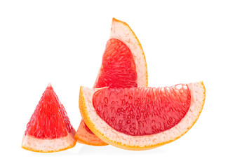 Slices of grapefruit isolated on a white background