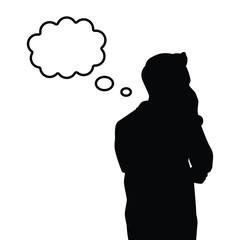 Thinking man and empty area for text silhouette