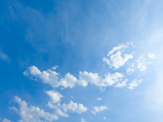A blue sky with beautiful wisp of cloud for use as a backing or backdrop.