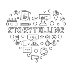 Storytelling vector concept heart illustration in thin line style