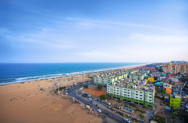 Fototapeta premium Marina Beach chennai city tamil nadu india bay of bengal chennai tourism east coast road