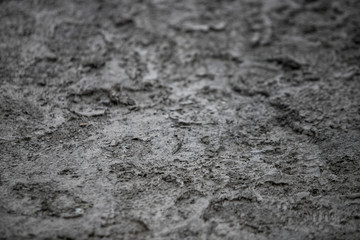 Road pits in the city in the spring after the snow melts. Problem of roads and asphalt in the city.