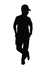 Young man with cap and post bag silhouette