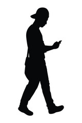 Young man with cap and post bag silhouette