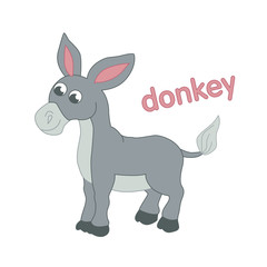 Fototapeta na wymiar Grey donkey illustration for children