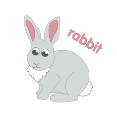 Fototapeta na wymiar Grey rabbit illustration for children