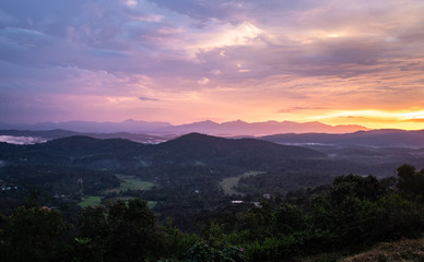 Obraz premium Misty mountains range with amazing sky