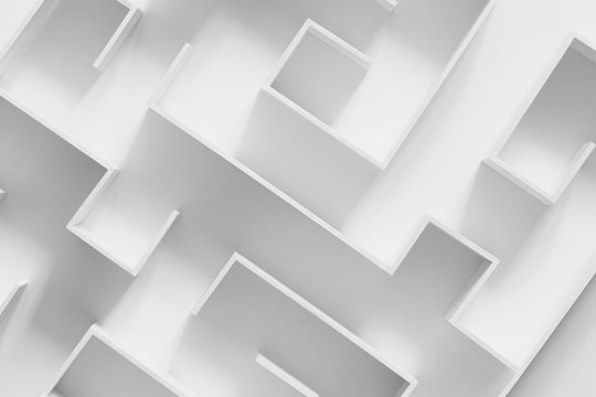 minimalist complex white labyrinth pattern