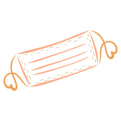 medical face mask, with ties in the shape of a heart