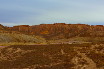 view of Rainbow Mountains in Zhangye Danxia Landform Geological Park