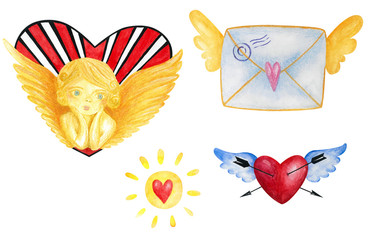 Mixed media valentine hearts for sticker, pattern, wrapping paper, scrapping and etc. 