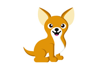 Chihuahua Puppy. Vector flat illustration. Dog isolated on a white background.