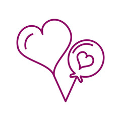 heart shaped helium balloons, line style icon
