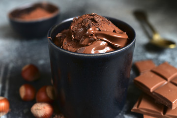 Homemade chocolate spread with nuts.