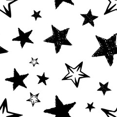 Seamless doodle hand drawn stars
