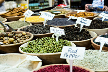 bazaar with spices. Spices stall in the Spice Market