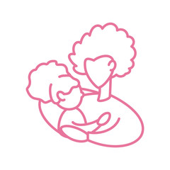 woman with daughter, line style icon