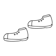 Boots  in doodle style. Hand drawn vector illustration isolated on white background. Great for coloring books. Black ink.