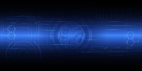 Dark blue future digital technology concept for background wallpapers and advertising banner.
