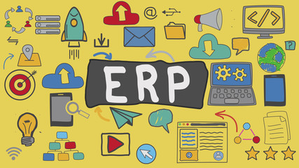 ERP, Yellow Illustration Graphic Technology Concept