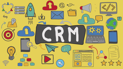 CRM, Yellow Illustration Graphic Technology Concept
