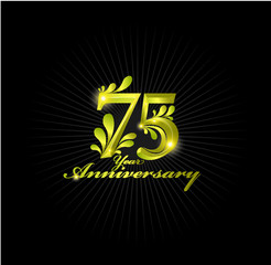 Number Anniversary Celebration. Golden Anniversary Logo with elements isolated on black background  vector design for celebration  invitation cards  and greeting cards