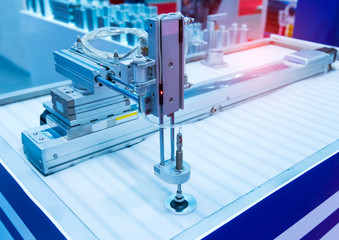 robotic pneumatic piston sucker unit on industrial machine,automation compressed air factory production