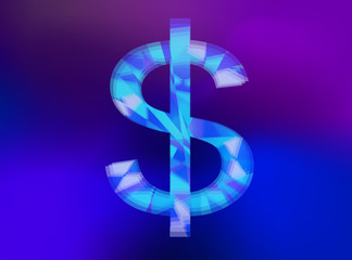Fototapeta premium blue dollar sign illustration background, with blur effect