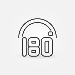 Fototapeta premium 180 degrees angle vector concept minimal outline icon or symbol