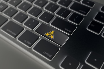 Symbol on button keyboard, warning (yellow) - biohazard