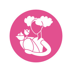 woman holding a bouquet flowers, silhouette style icon