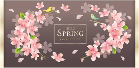 春の花　桜のベクターイラスト　Elegant Spring Flowers Vector Background