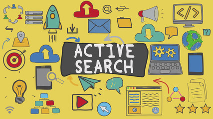 Active Search, Yellow Illustration Graphic Technology Concept